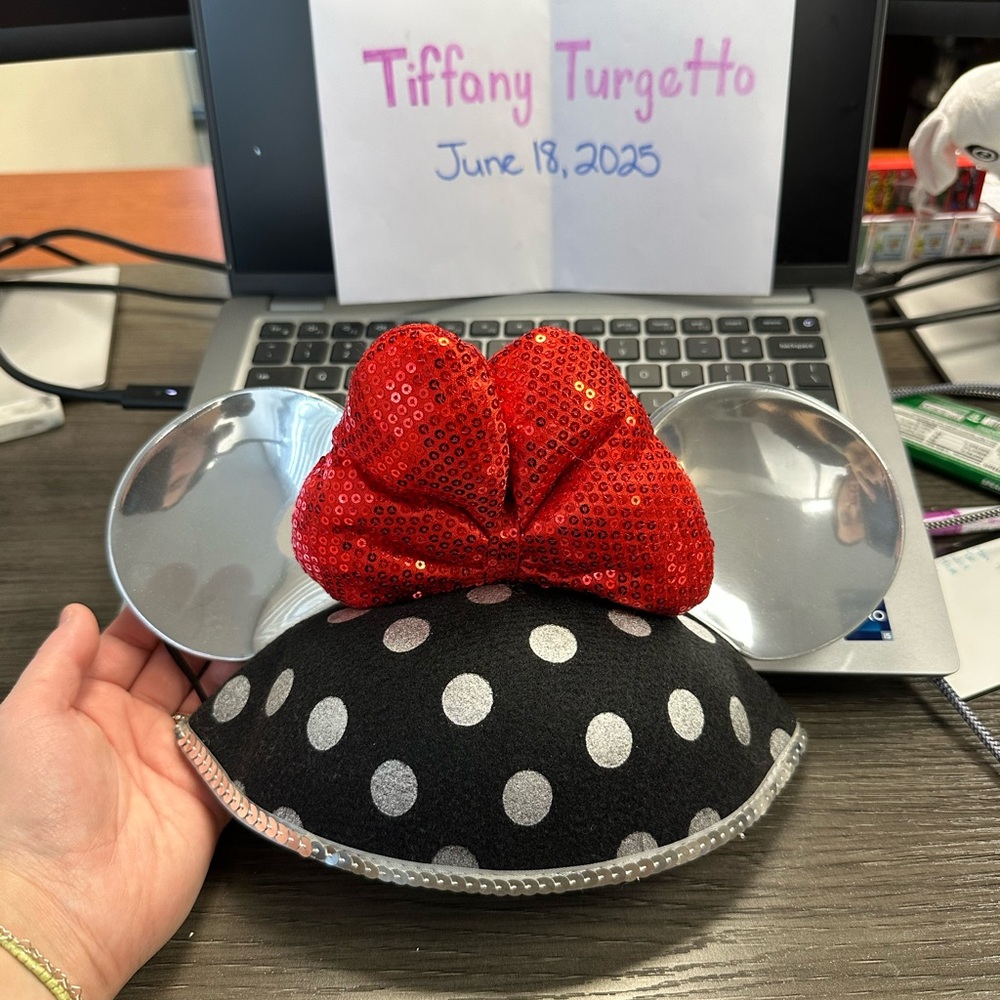 Disney Red and Silver Minnie Mouse Ear Hat